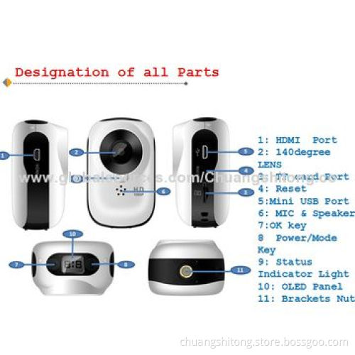 Wi-Fi IP Sports Cameras, 2.0MP, 1,080P at 30fps Resolution, Supports HDMI